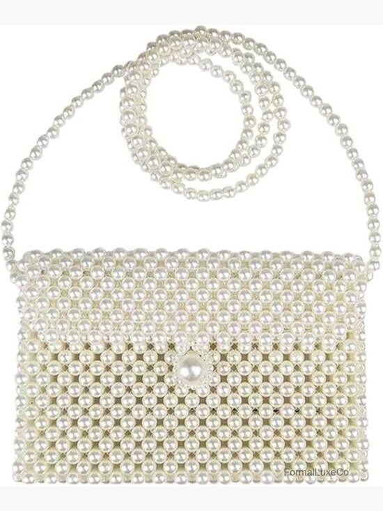 Handbags - Pearl Beaded Clutch Evening Bag Crossbody Shoulder Purse Party Wedding